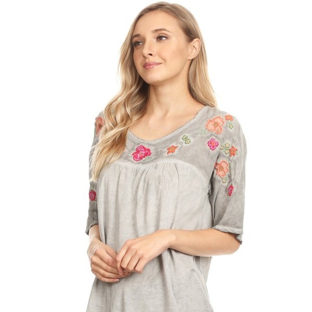 T-Party | Oil Washed Embroidered Top ♥ Various